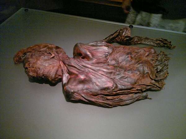 bog body. Clonycavan Man (partial figure) death age early 20s, dated 392-201 BCE, found Clonycavan, County Meath, Ireland in 2003. Triple killed as sacrifice to goddess. Human remains mummified in natural peat bogs. mummy, embalm (see notes)