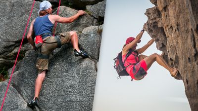 Rock climbing with rope and rock climbing without rope.