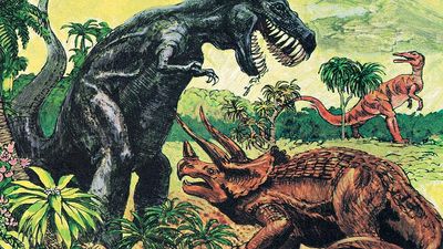 4:045 Dinosaurs: Monsters of the Past, Tyrannosaur, Trachodon, Triceratops