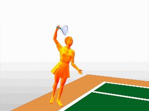 Observe the psychomotor coordination required to execute an explosive overhand tennis serve