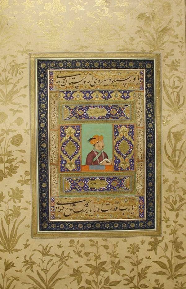 Portrait of Emperor Jahangir. Illustration with ink and watercolor c. 1615-1620.