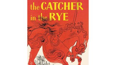 The Catcher in the Rye By J.D. Salinger. Hardcover Book first sold: July 16, 1951. Current cover design dated 1991? Previous solid maroon book cover with gold font designed by J.D. Salinger in response to racey pulp paper back book cover. bad books