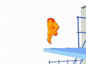 See how the diver must jump back before performing somersaults toward the board in an inward somersault dive