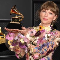 Taylor Swift after winning the Grammy Award for album of the year