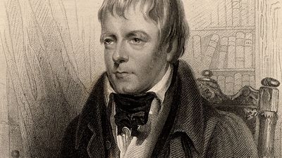 Sir Walter Scott, 1st Baronet, Scottish historical novelist and poet, 1870. Portrait of Scott author of Ivanhoe. From "A Biographical Dictionary of Eminent Scotsmen" by Thomas Thomson and Robert Chambers (London, 1870). Scotland